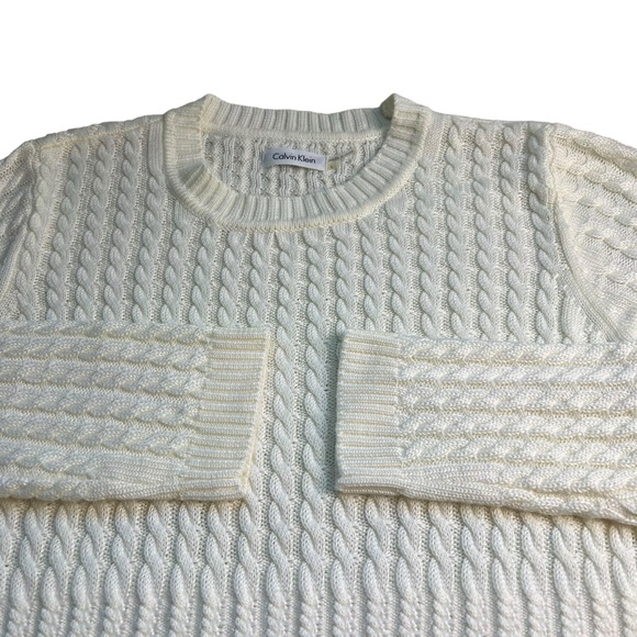 Calvin Klein Size Large Cream Cable Knit Sweater Dress - Picture 1 of 8